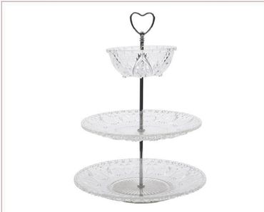 Etagere Glas Tortenplatte Servierplatte Ø25 H37,5 cm