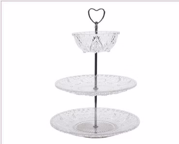 Etagere Glas Tortenplatte Servierplatte Ø25 H37,5 cm