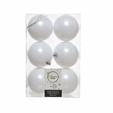 Weihnachtsbaumkugeln bruchfest Ø 8 cm 6 Stück winterweiß matt