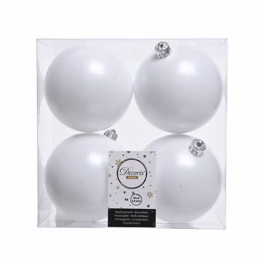 Weihnachtsbaumkugeln bruchfest Ø 10 cm 4 Stück weiß matt