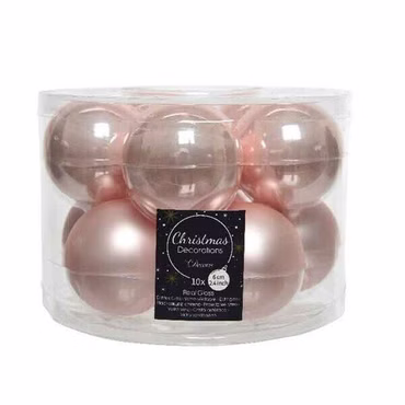 Weihnachtsbaumkugeln Glas Ø 6 cm 10 Stück rosa matt/glänzend
