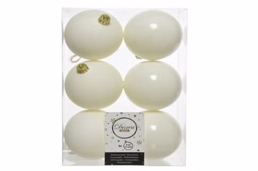 Weihnachtsbaumkugeln bruchfest Ø 8 cm 6 Stück weiß glanz / matt
