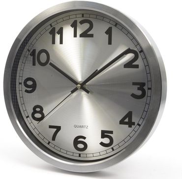 Uhr Metall Wanduhr Sekundenzeiger silber arabische Zahlen Quarz