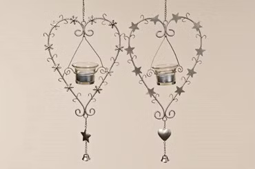 Windlicht Metall Herz/Stern, H.24 cm Stückpreis