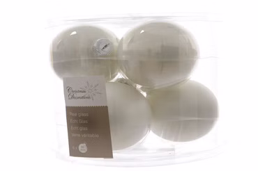 Weihnachtsbaumkugeln Glas Ø 8 cm 6 Stück winterweiß emaille/matt