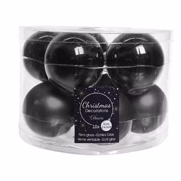 Weihnachtsbaumkugeln Glas Ø 6 cm 10 Stück schwarz glänzend/matt