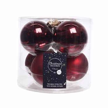 Weihnachtsbaumkugeln Glas Ø 8 cm 6 Stück rot glanz/matt