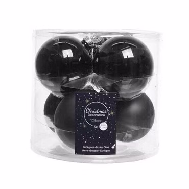 Weihnachtsbaumkugeln Glas Ø 8 cm 6 Stück schwarz glänzend/matt