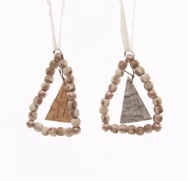 Christbaumschmuck Perlen Holz H.8 cm 2er Set
