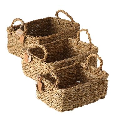 Dekokorb Sophy L.28/33/36 B.20/24/27 cm Seegras 3er Set