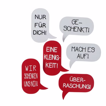 Dekoanhänger Message Eisen rot/weiß L.8 cm 6er Set