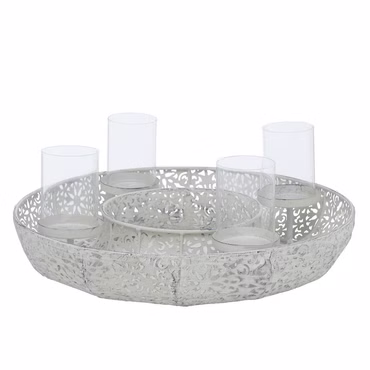 Schale Lilli Windlichthalter Eisen grau Shabby Chic 5 tlg