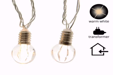 LED Lichterkette Glühbirnen warmweisse LED klares Kabel 3,80 m