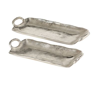 Dekotablett Hallie Aluminium vernickelt 2er-Set L: 43-50cm B: 19-22cm