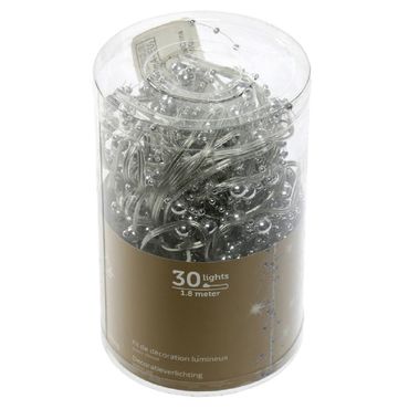 LED Lichterkette mit Perlen silber warm weiß 1,80m