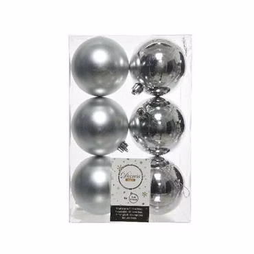 Weihnachtsbaumkugeln bruchfest Ø 8 cm 6 Stück silber glanz / matt
