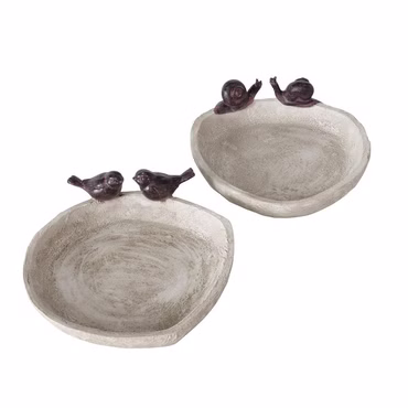 Vogeltränke Vogelbad Lubin Kunstharz H.6 cm matt braun 2er Set