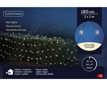 LED Lichternetz Outdoor B.200cm H.200cm 180L schwarz/warmes weiss