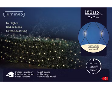 LED Lichternetz Outdoor B.200cm H.200cm 180L schwarz/warmes weiss