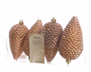 Christbaumschmuck Zapfen bruchfest Ø 7 cm H 12 cm 4 Stück braun