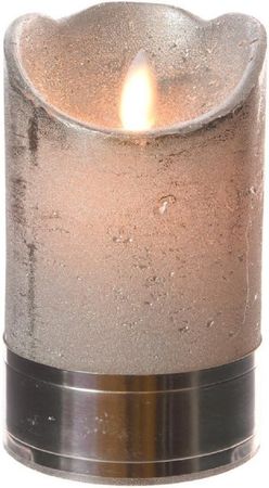 LED Wachskerze Batt inn. Timer ca.7.5x12.5cm. Silber