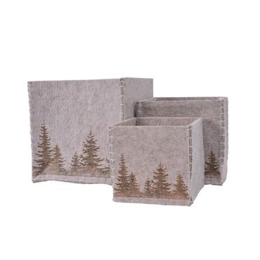 Aufbewahrungsbox Ordnungsbox Polyester Bergszene braun 3-er Set