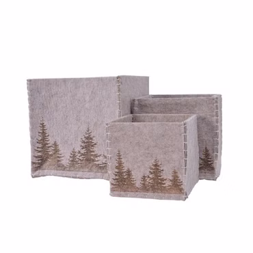 Aufbewahrungsbox Ordnungsbox Polyester Bergszene braun 3-er Set