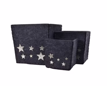 Aufbewahrungsbox Ordnungsbox Polyester Sterne schwarz 3-er Set