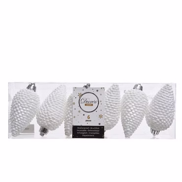 Christbaumschmuck Zapfen bruchfest Ø 4,5 cm H 8 cm 6 Stück weiß