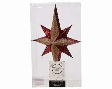 Christbaumschmuck Christbaumspitze bruchfest rot glitter H 25,5 cm