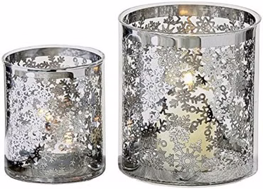 Windlicht Slana S/2 H8-10cm Metall silber 2er Set