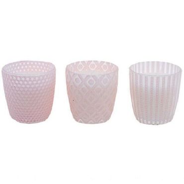 Kerzentopf Patty rosa H 7cm Ø 7cm rosa 3-er Set