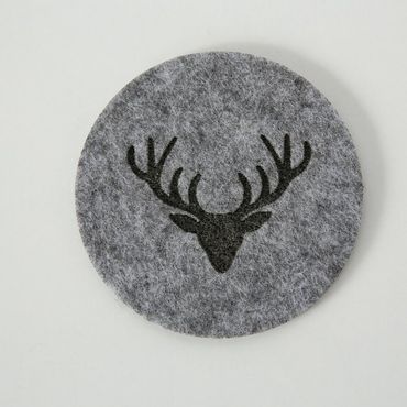 Untersetzer Tjark Polyester Motiv Hirschkopf Ø 10 cm 6 tlg