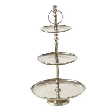 Etagere Flaire 3 Ebenen Aluminium H 48cm Ø 30cm silber