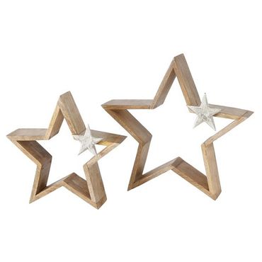 Dekoaufsteller Arbusta Stern Mango Holz H 25-33 cm 2er Set