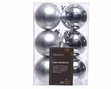 Weihnachtsbaumkugeln bruchfest Ø 6 cm 12 Stück silber