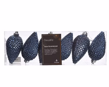 Christbaumschmuck Zapfen bruchfest Ø 4,5cm / H 8cm 6 Stk blau