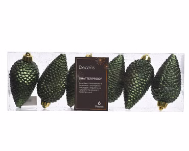 Christbaumschmuck Zapfen bruchfest Ø 4,5cm / H 8cm 6 Stk grün
