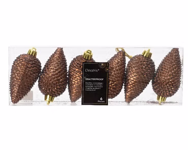Christbaumschmuck Zapfen bruchfest Ø 4,5cm / H 8cm 6 Stk espresso