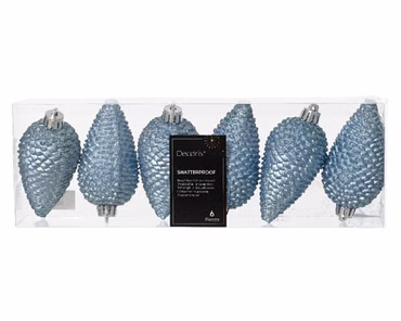 Christbaumschmuck Zapfen bruchfest Ø 4,5cm / H 8cm 6 Stk eisblau