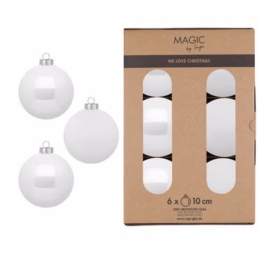 Christbaumkugeln Weihnachtskugeln Glas H 10 cm 6 Stück weiß