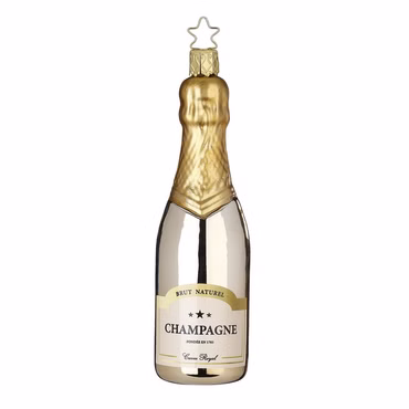 Christbaumschmuck Flasche Champagner Salutations Glas 14 cm gold