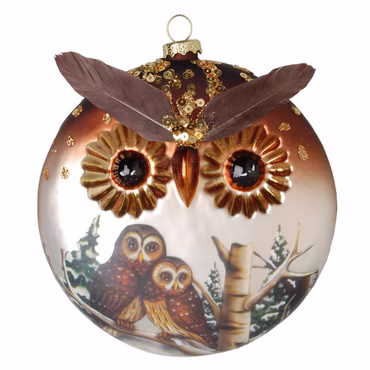 Christbaumschmuck Glas Eule Diskusform 12 cm 1 Stück