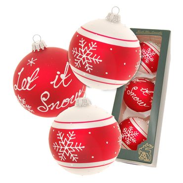 Christbaumkugeln Weihnachtskugeln Glas Ø 8 cm 3 Stück rot matt/weiß