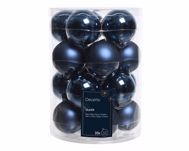 Weihnachtsbaumkugeln Glas Ø 6 cm 1 x 20 / 1 x 10 Stück blau glanz/matt