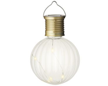 Solar Birne Plastik D.8cm H.11cm transparent/warm weiss Stückpreis