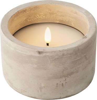 LED Kerze Wachs Beton Flacker-Effekt Outdoor D.12cm H.8cm grau