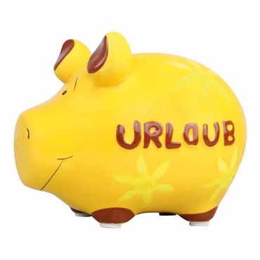 Sparschwein 'Urlaub' Keramik gelb rot (B/H/T) 12,5x9x9cm