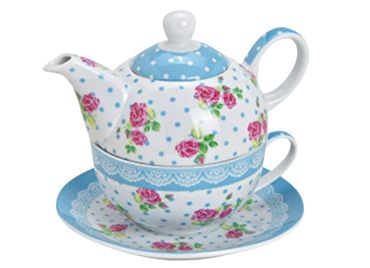 G. Wurm Teekannen-Set "Rosen" aus Porzellan 3er Set | B15×H15×T10