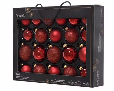 decoris Weihnachtskugeln Glas Ochsenblut Ø7cm 21er Windowbox